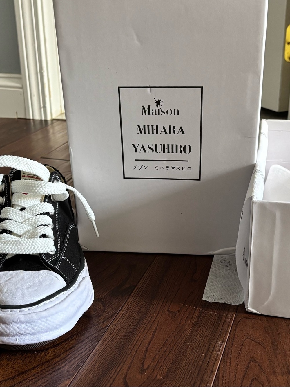 Miharayasuhiro Kids Black and White Canvas Sneaker
